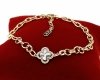841 Bransoletka elegancka złota 17+3cm pozłacana 14k cyrkonie koniczyna marokańska